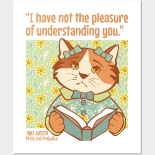 Jane Austen Pride and Prejudice Quote Cat Posters and Art